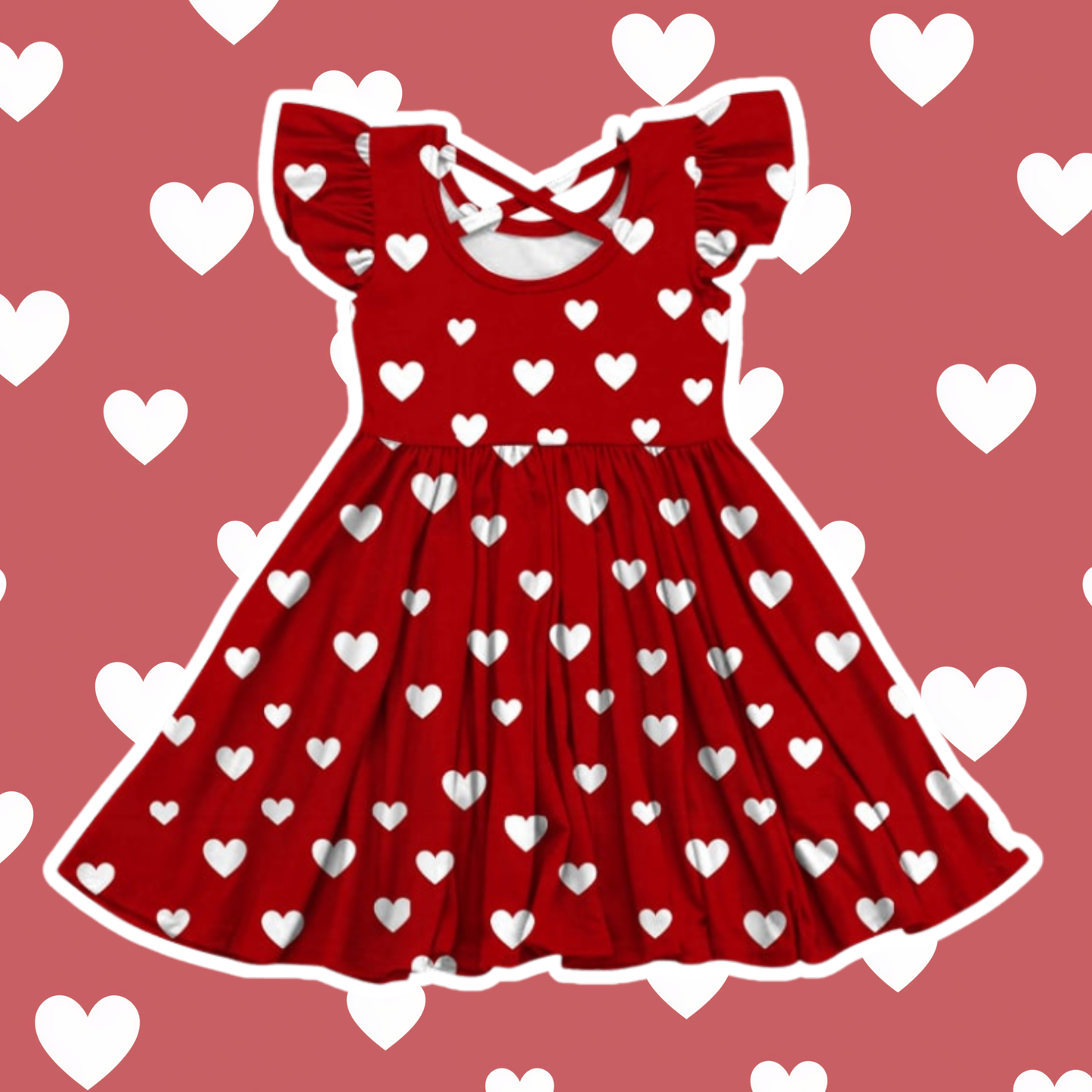 Red hearts twirl dress
