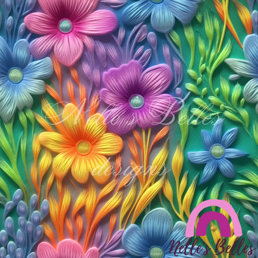 Rainbow floral 2 seamless