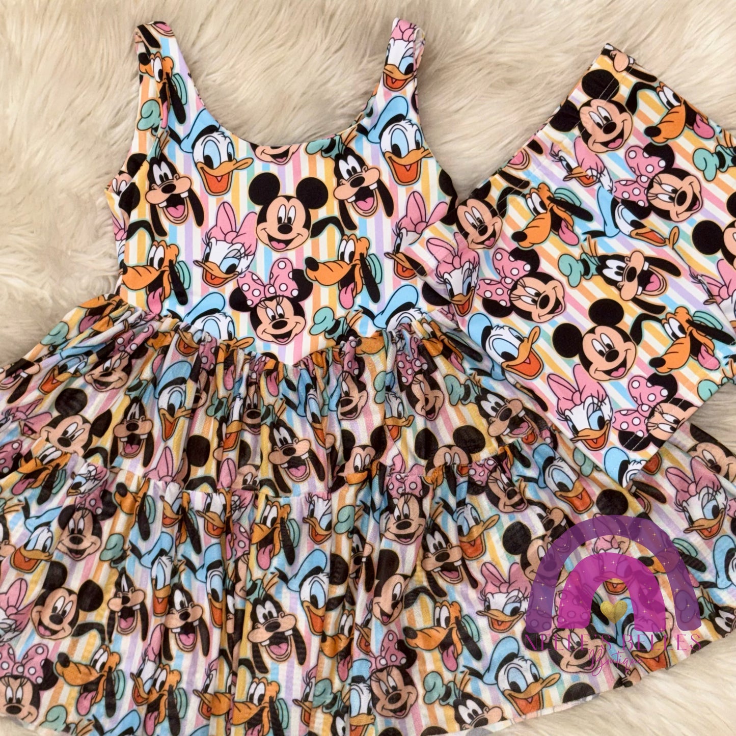 Mesh twirl Mickey and friends with shorts