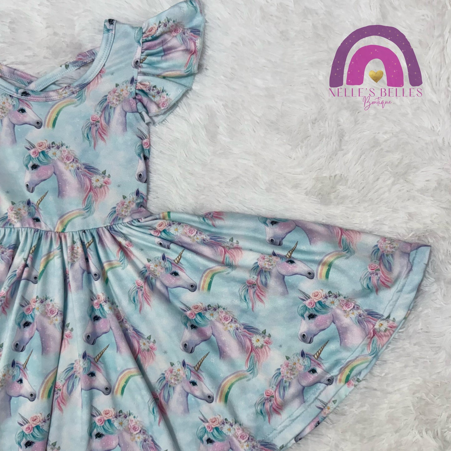 Blue Unicorn twirl dress