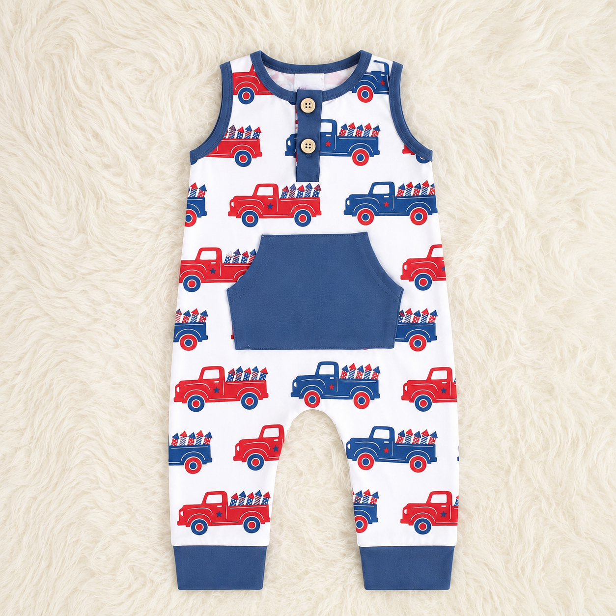 Red, white, and blue tank romper