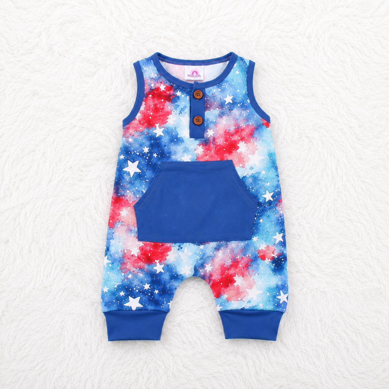 Rwb watercolor shorts romper