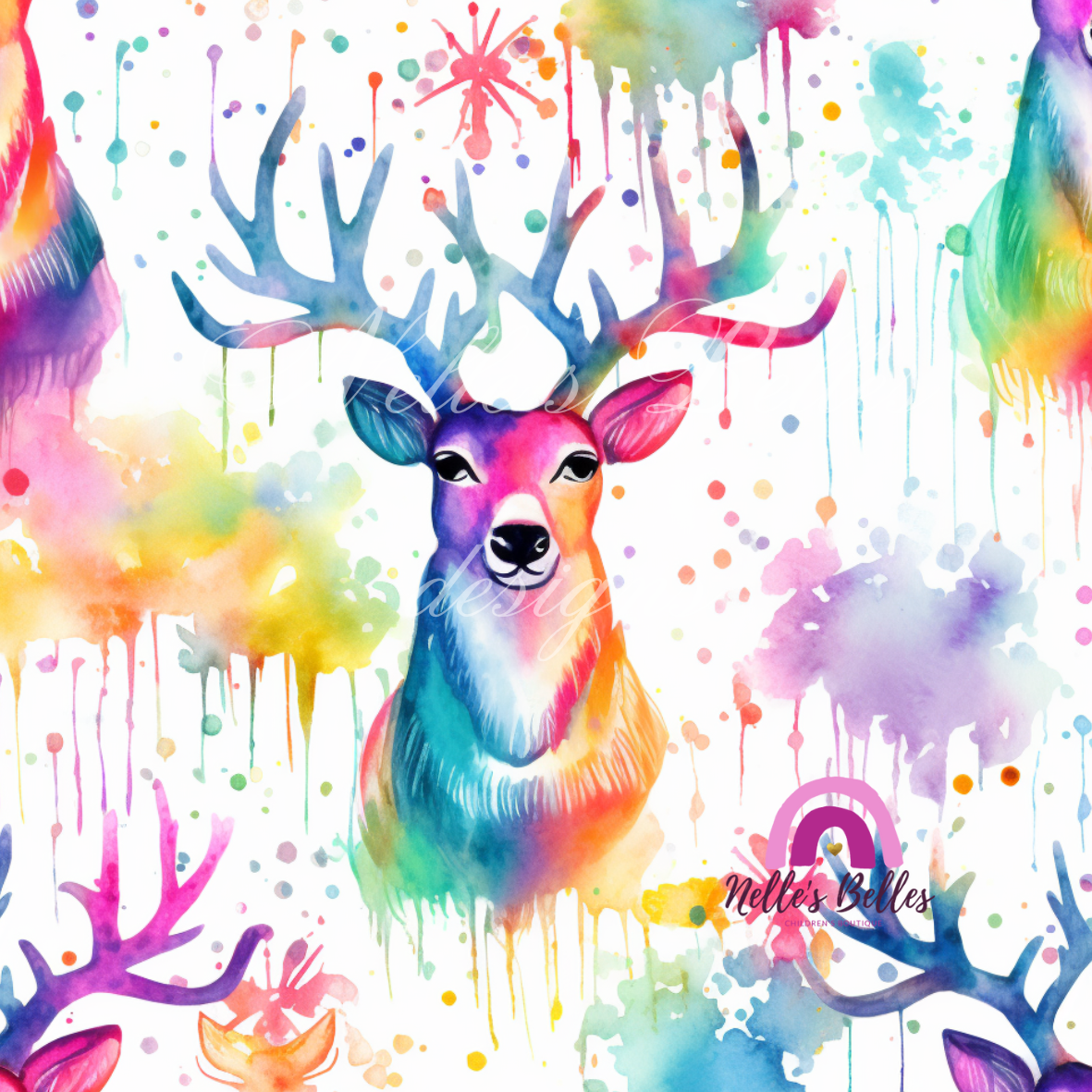 watercolor, reindeer seamless