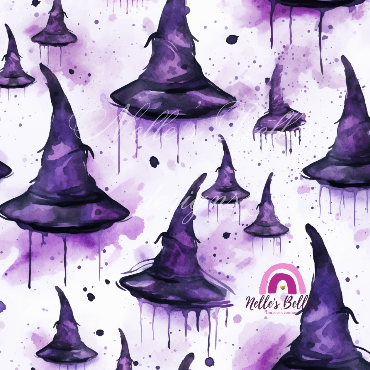 purple and black witches hats seamless