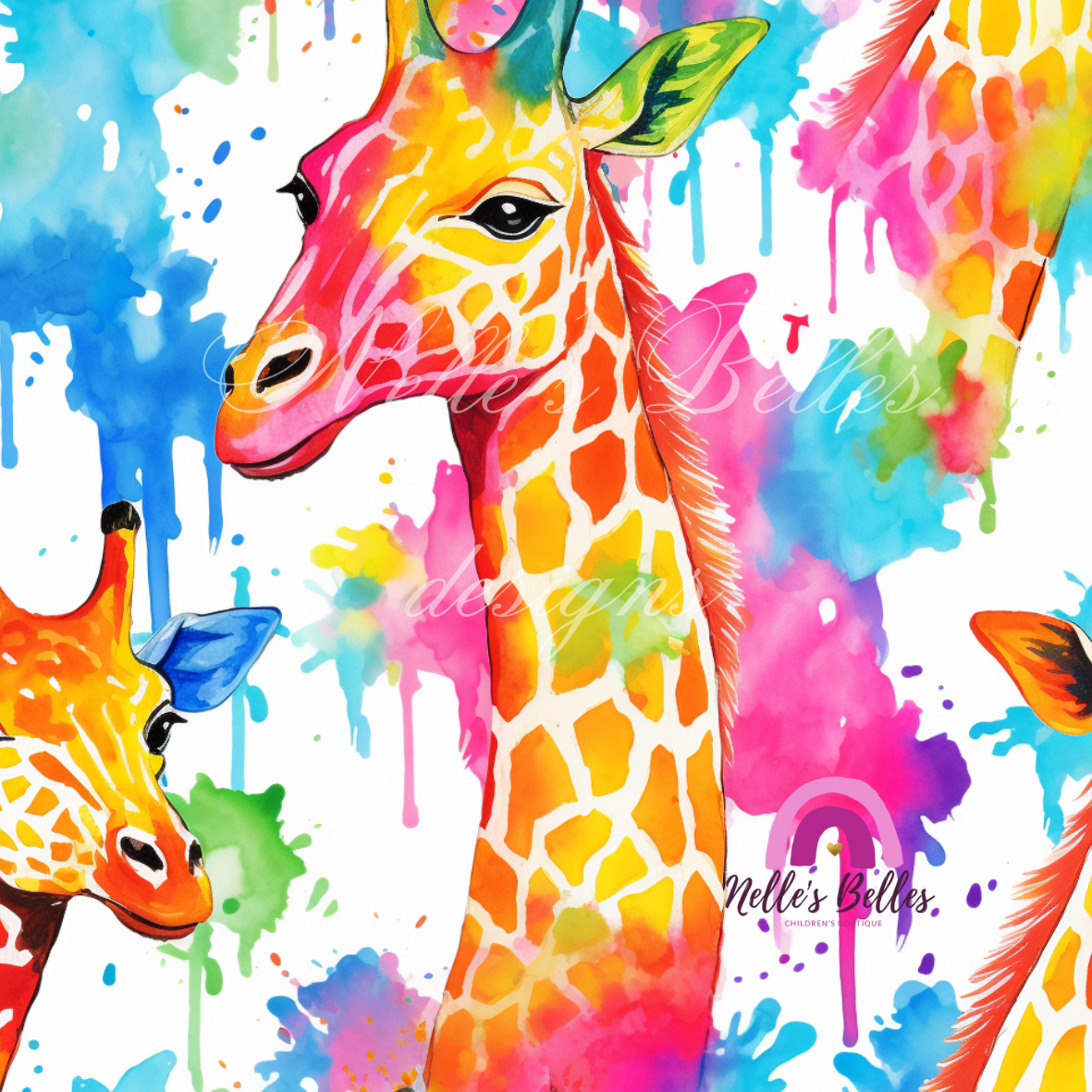 Watercolor, giraffe seamless