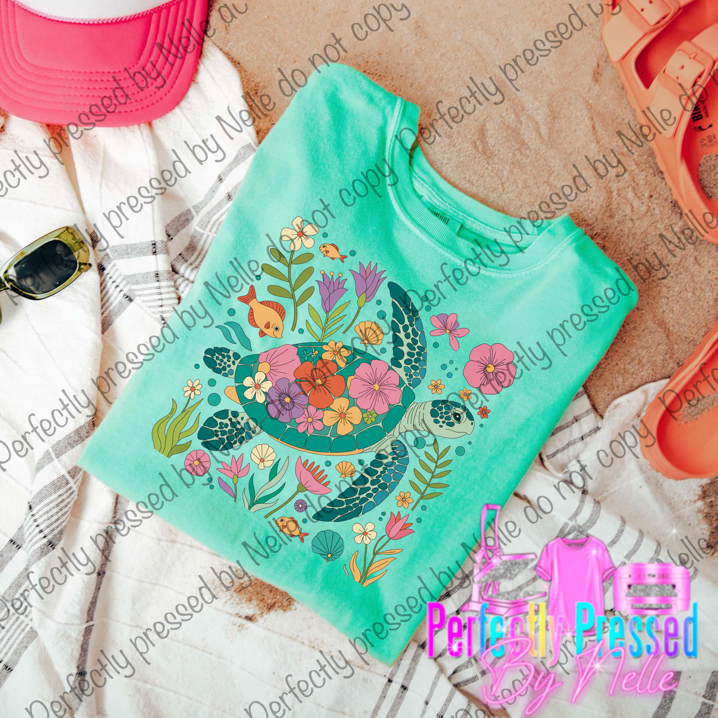 Floral sea turtle