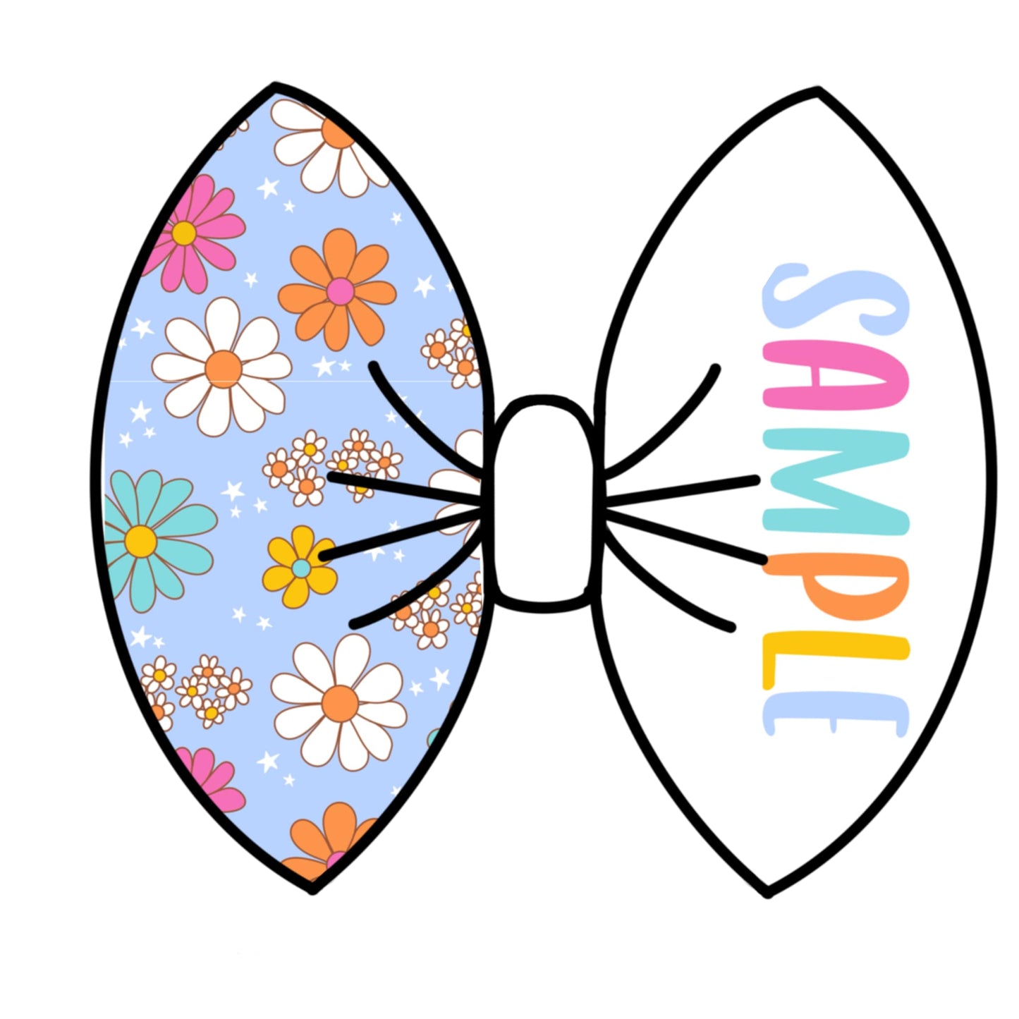 Blue & Rainbow Flower Name Bow