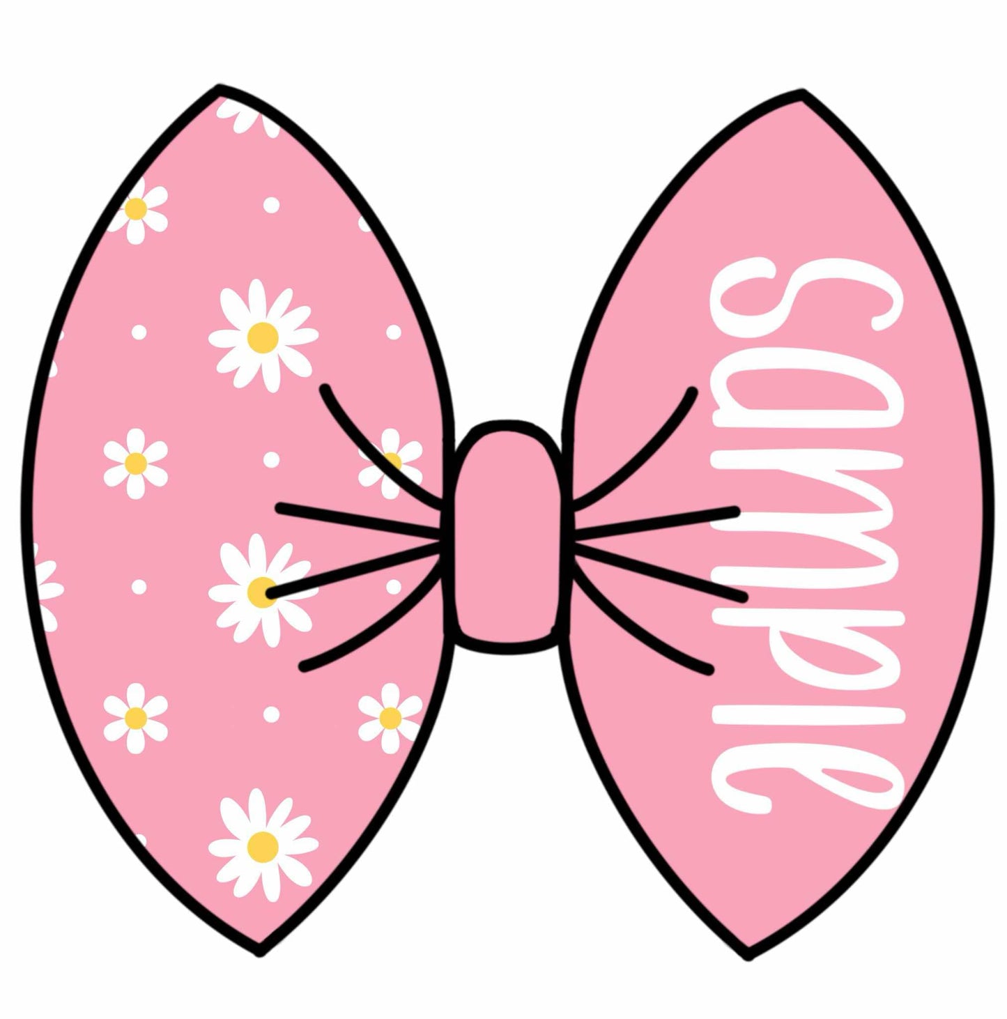 Pink Daisy Name Bow