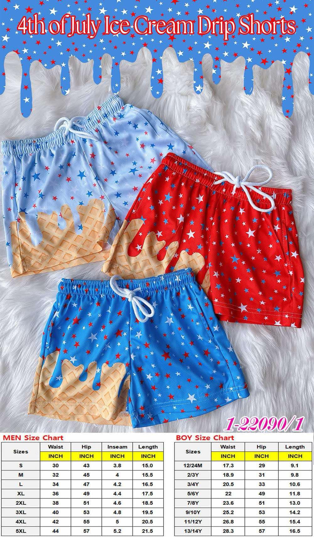 Dad & Me 4th of July - Icecream drip shorts (CHILDRENS)