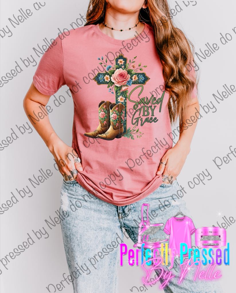 Saved by Grace boots & cross