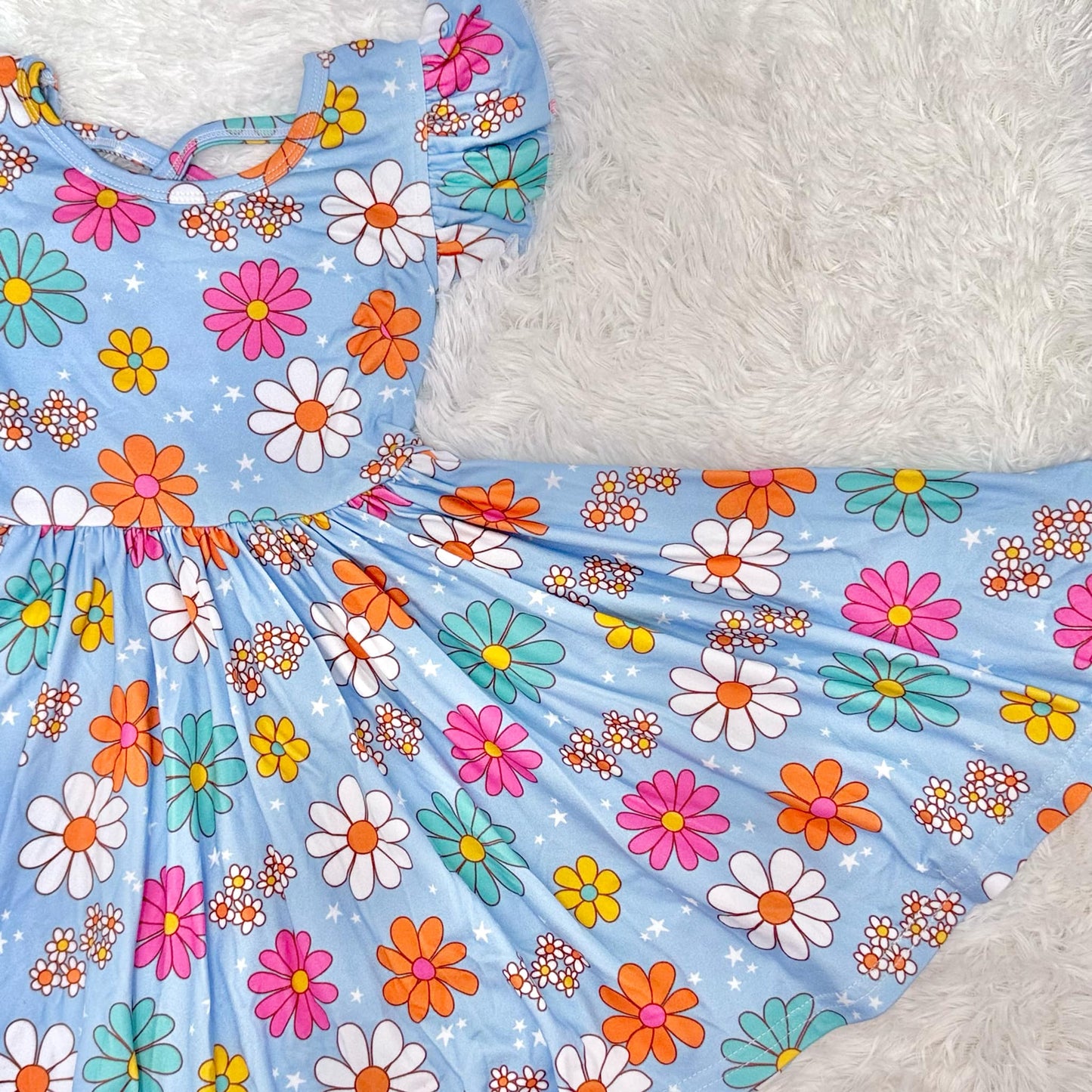 Light blue floral twirl dress