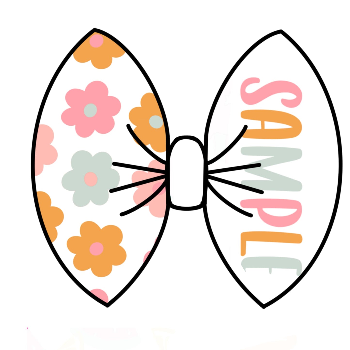 White, Pink, Orange, Blue Flower Name Bow