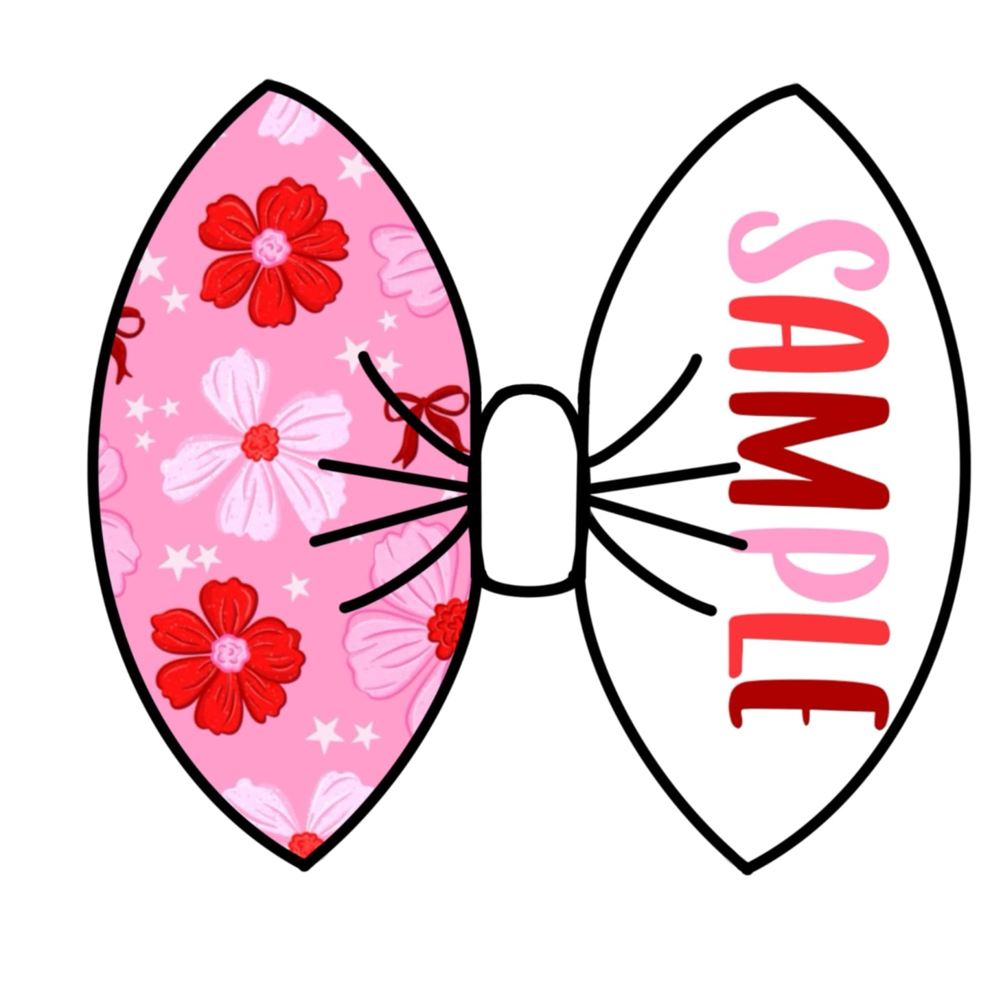 Pink & Red Delicate Flower Name Bow