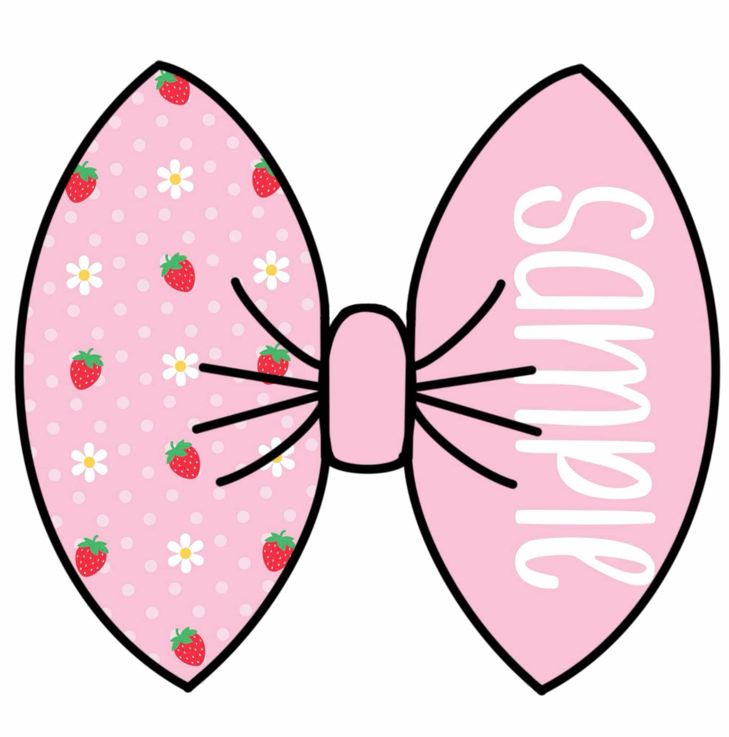 Strawberry Daisy Dots Name Bow