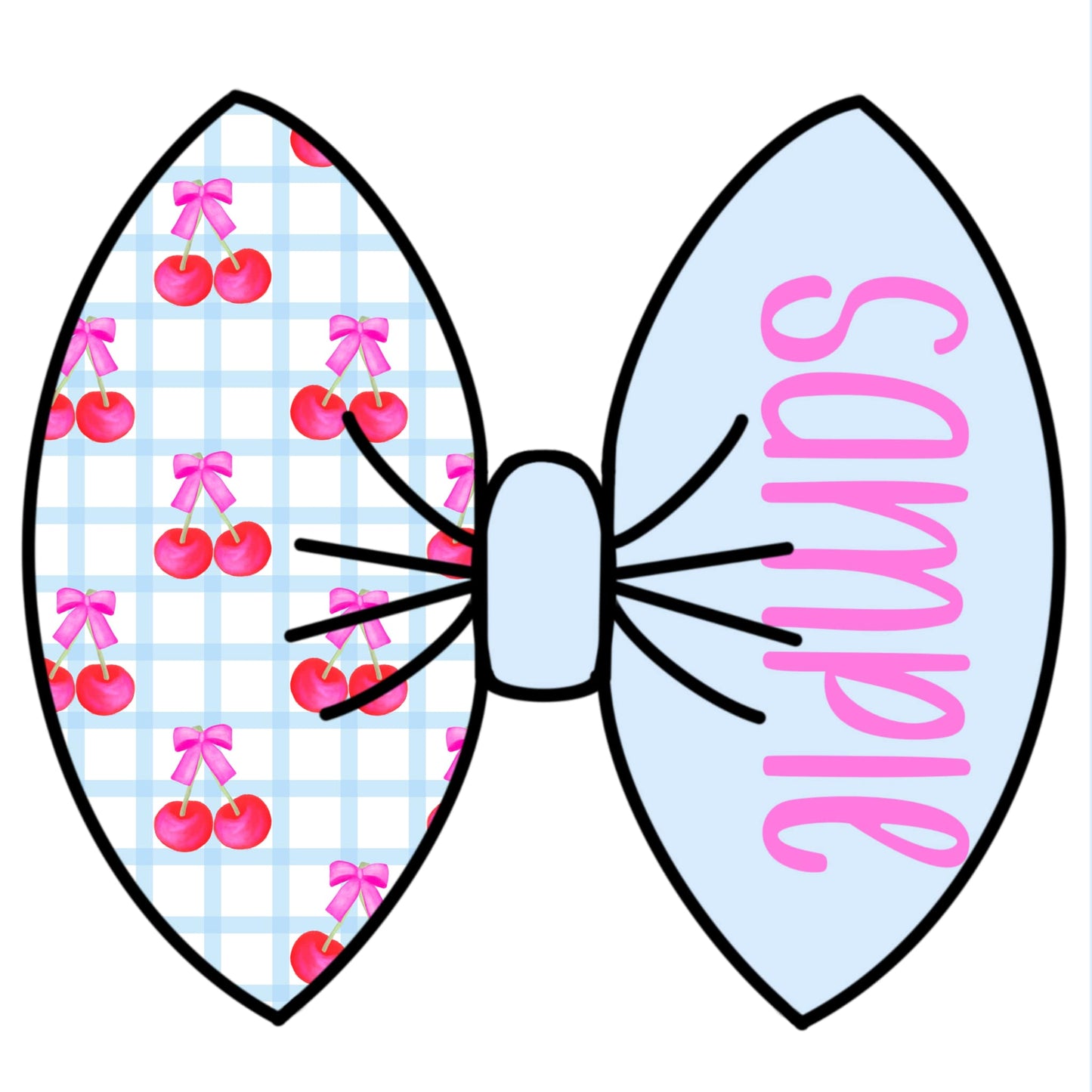 Blue picnic cherries name bow