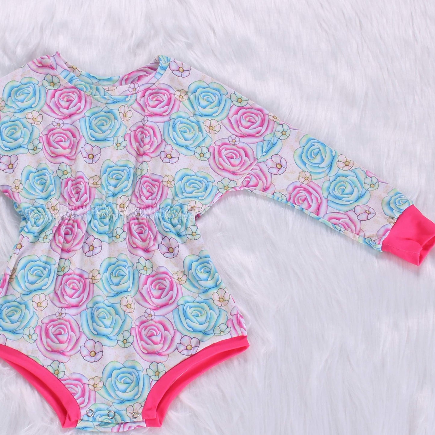 Pink rose sweater romper