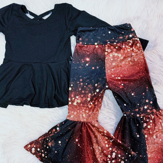 Glitter bells peplum set