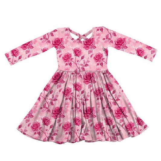 Pink rose twirl dress