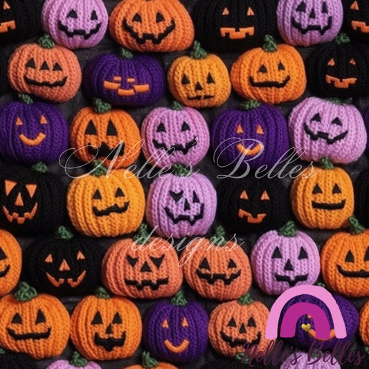 Knitted pumpkins seamless