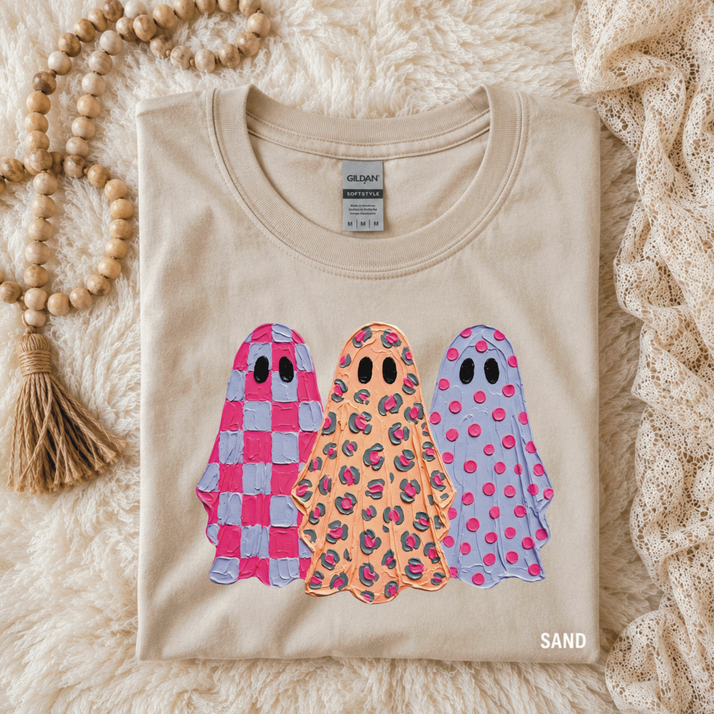 Preppy Pattern Ghost Trio Tee — Sand