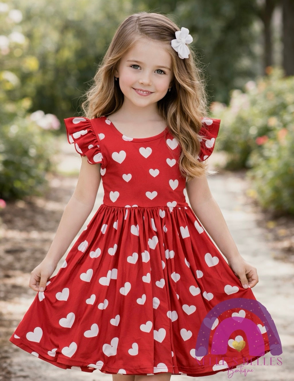 Red hearts twirl dress