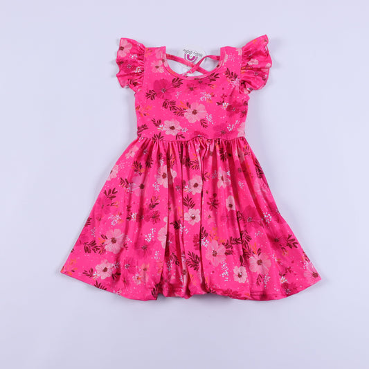 Pink floral twirl dress