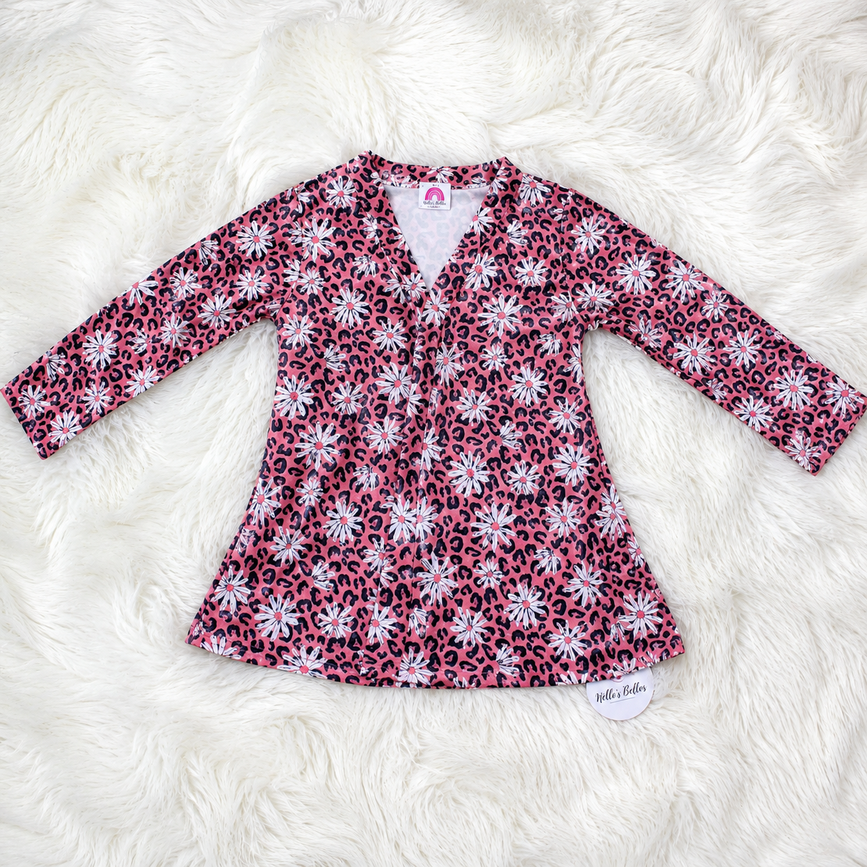 Boho leopard pink daisy cardigan