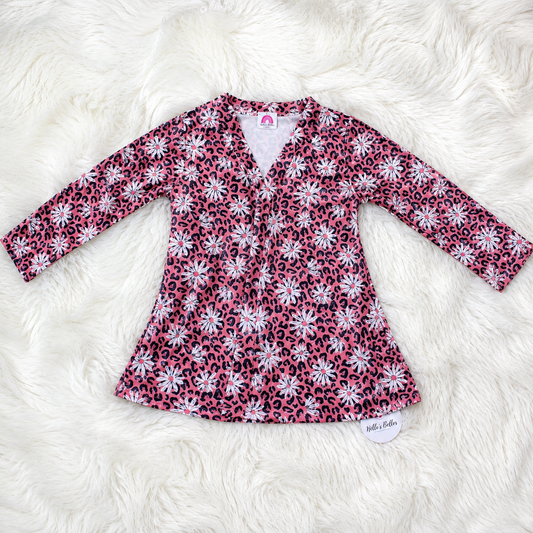 Boho leopard pink daisy cardigan
