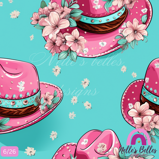 Cowgirl hats floral pink