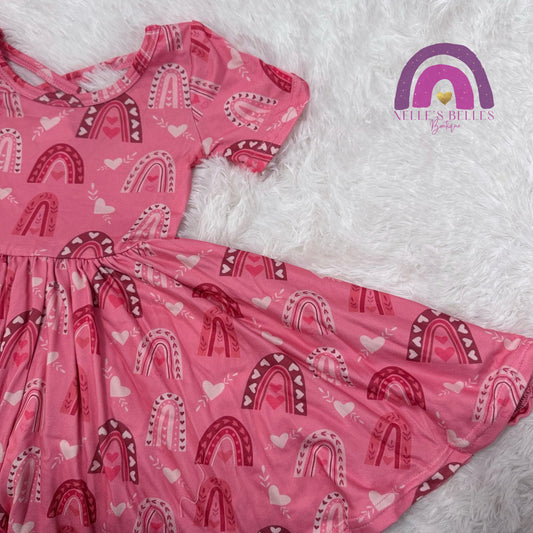 Rainbow Valentine twirl dress