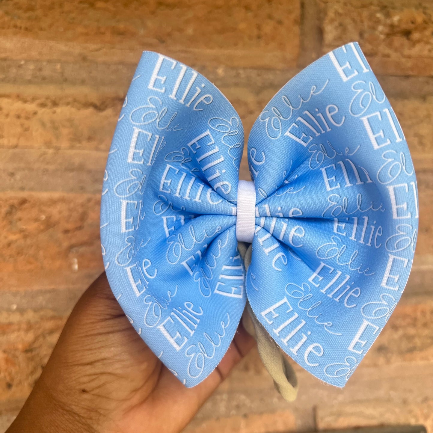 Blue all over name bow