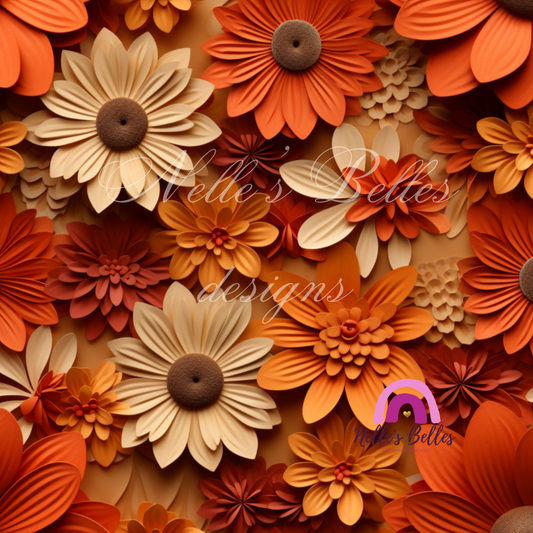 Orange and tan 3-D flowers