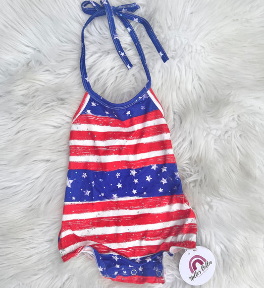 USA flag halter romper