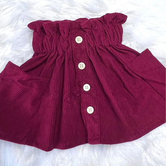 Burgundy corduroy pocket skirt