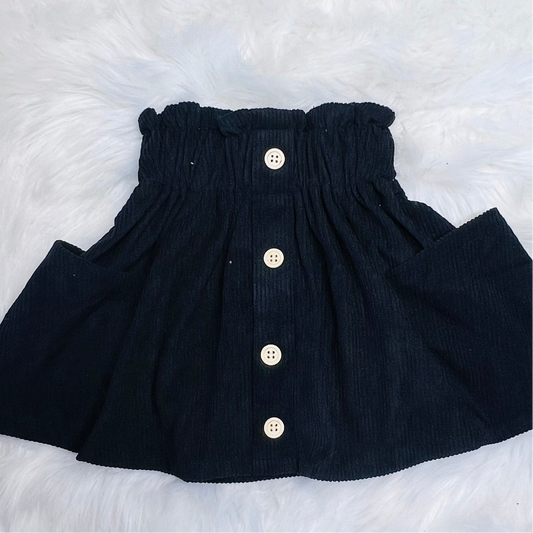 Black corduroy pocket-skirt