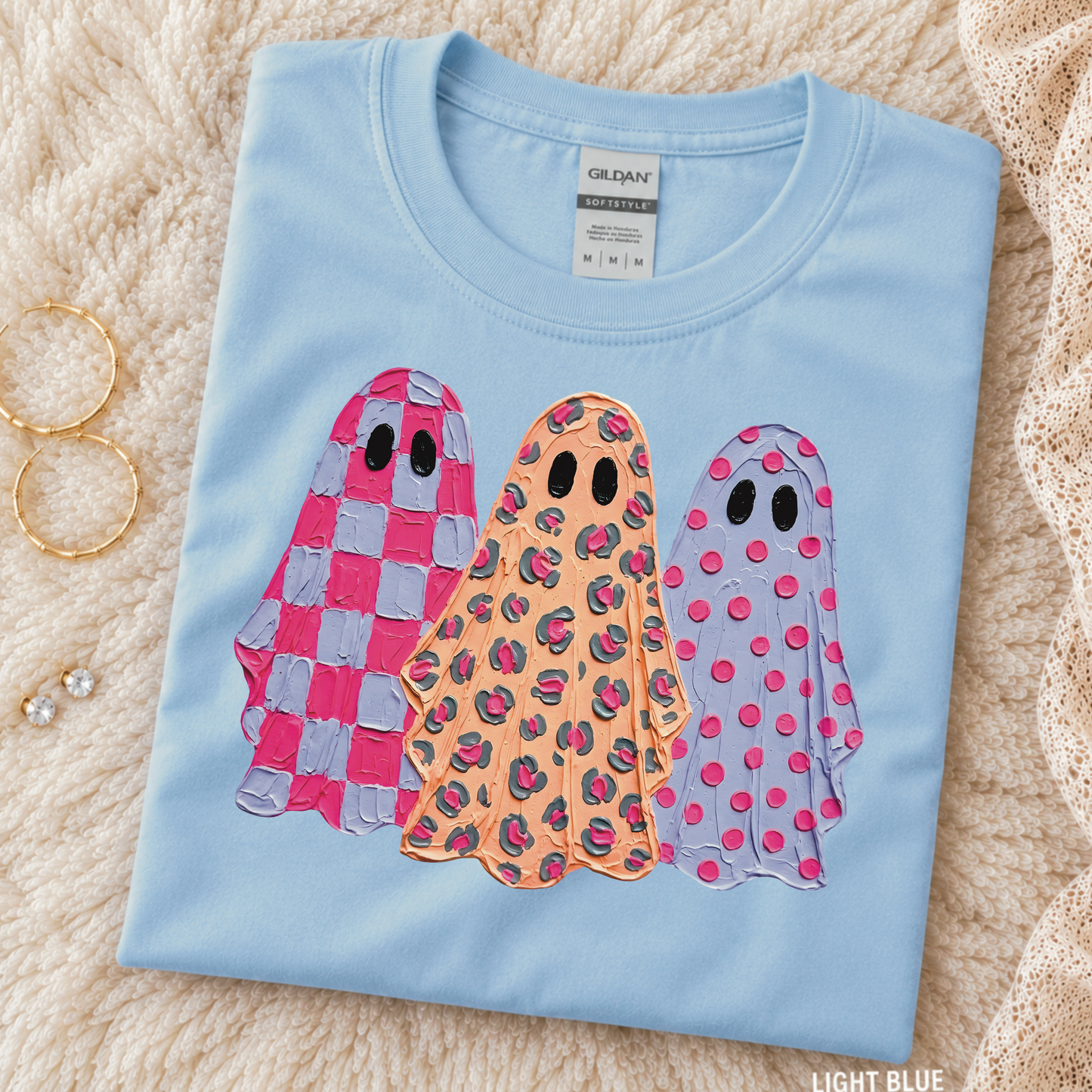Preppy Pattern Ghost Trio Tee —light blue