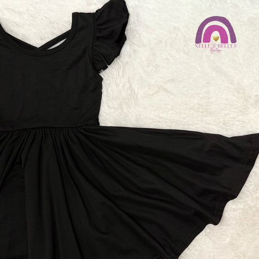 Black twirl dress