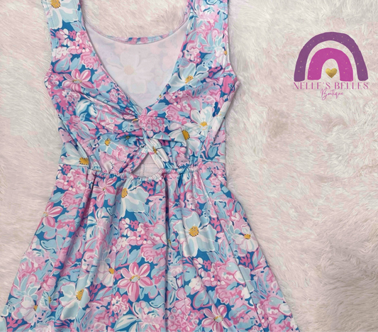 Pink and Blue floral yoga dress