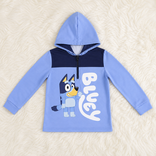 Blue dog hoodie