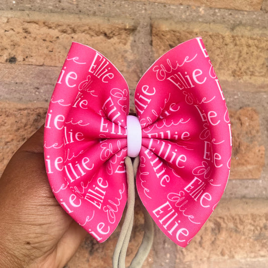 Pink all over name bow