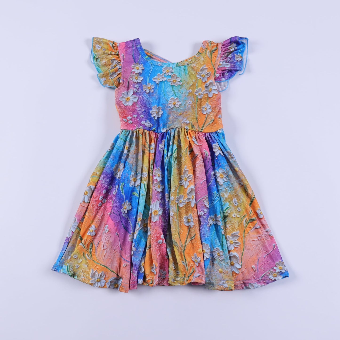 Multi color floral twirl dress