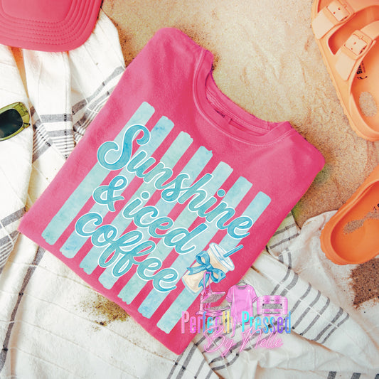 Sunshine and iced coffee blue stripes