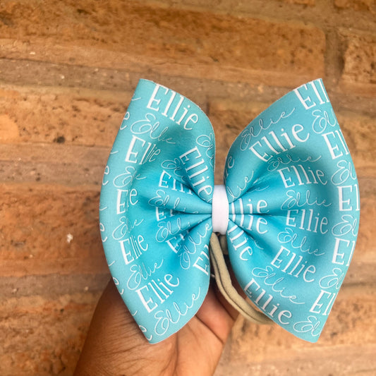 Tiffany blue all over name bow