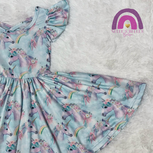 Blue Unicorn twirl dress