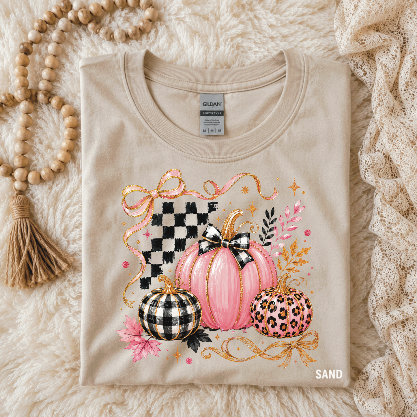 Pink Pumpkin Patch Tee — Sand
