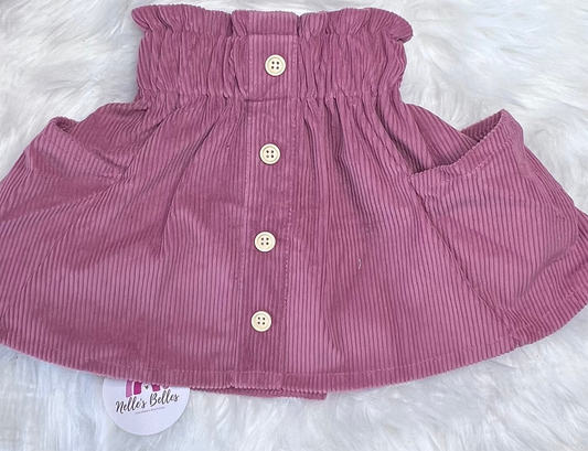 Mauve corduroy pocket skirt
