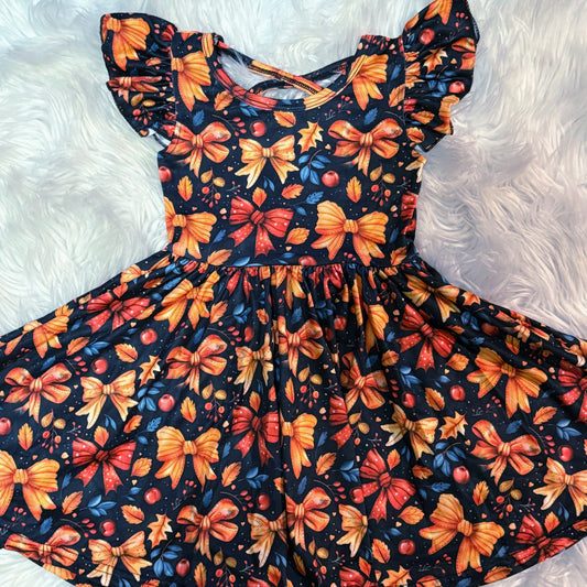 Fall bow twirl dress