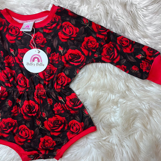 Red roses sweater romper