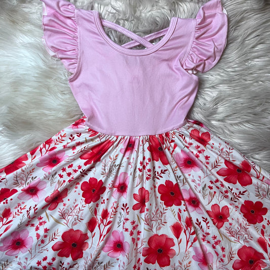 Pink floral twirl dress