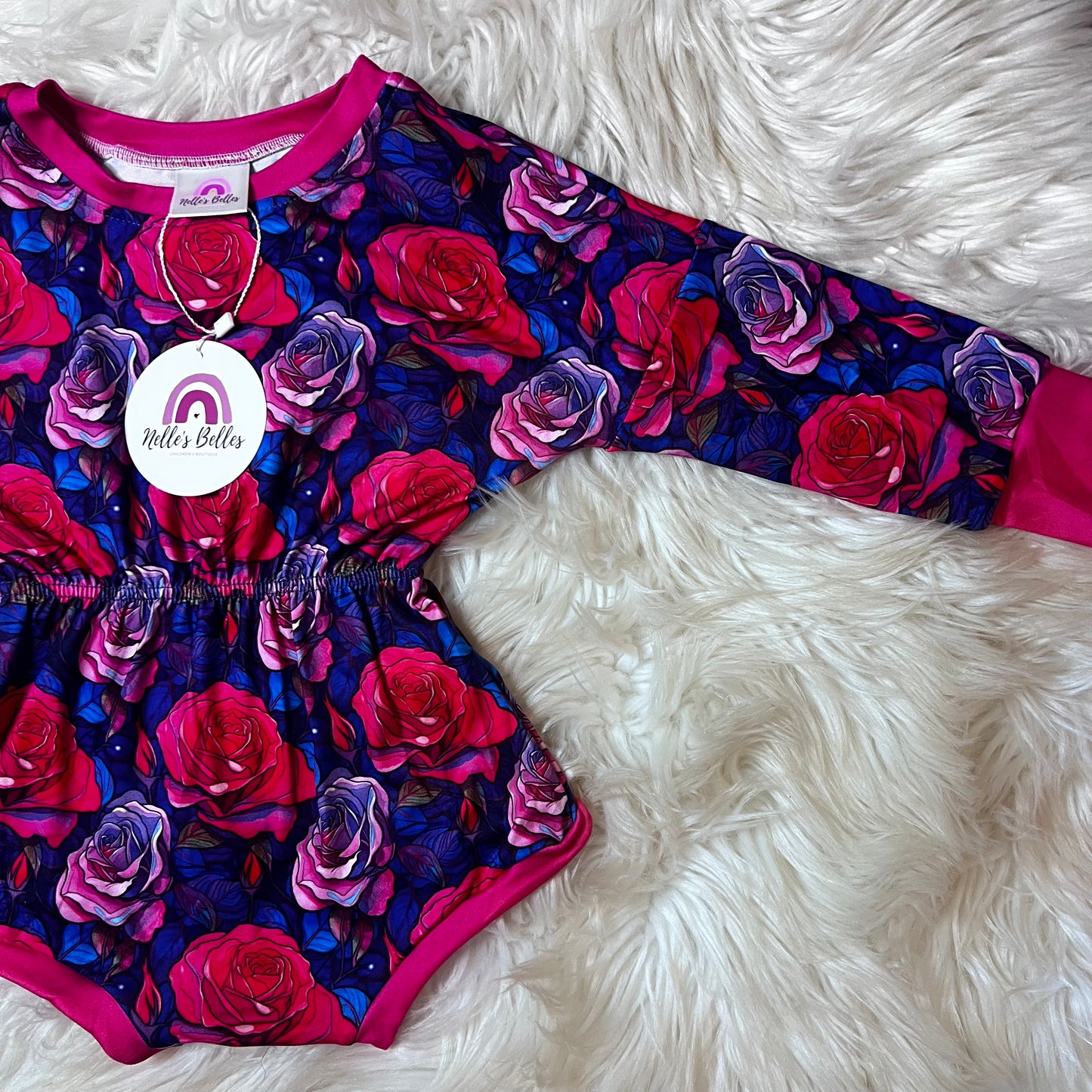 Colorful roses sweater romper